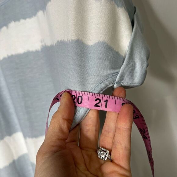 New Directions Womens T Shirt Midi Dress Short Sleeve Stripes Blue White Petite - Picture 9 of 9